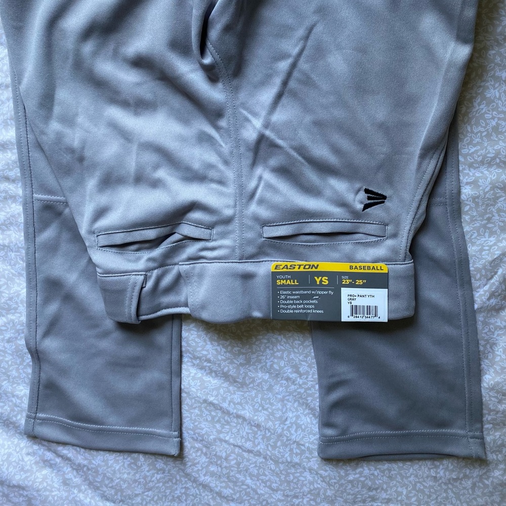 Easton youth baseball pants, NWT, size small, gray